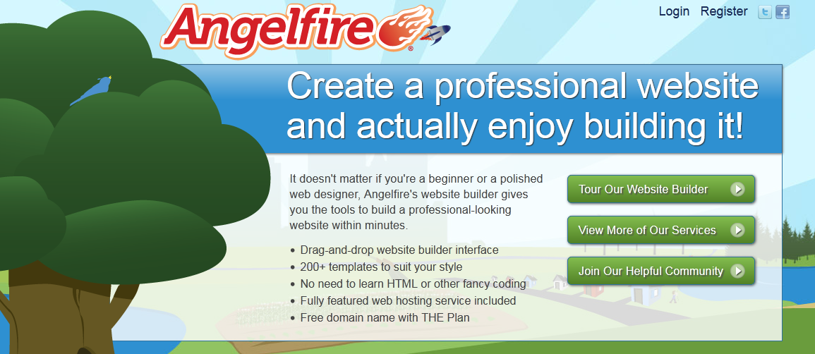 Built website. Angelfire.