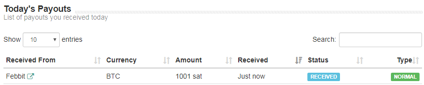 Febbit proof of payment 1001 Satoshi.PNG