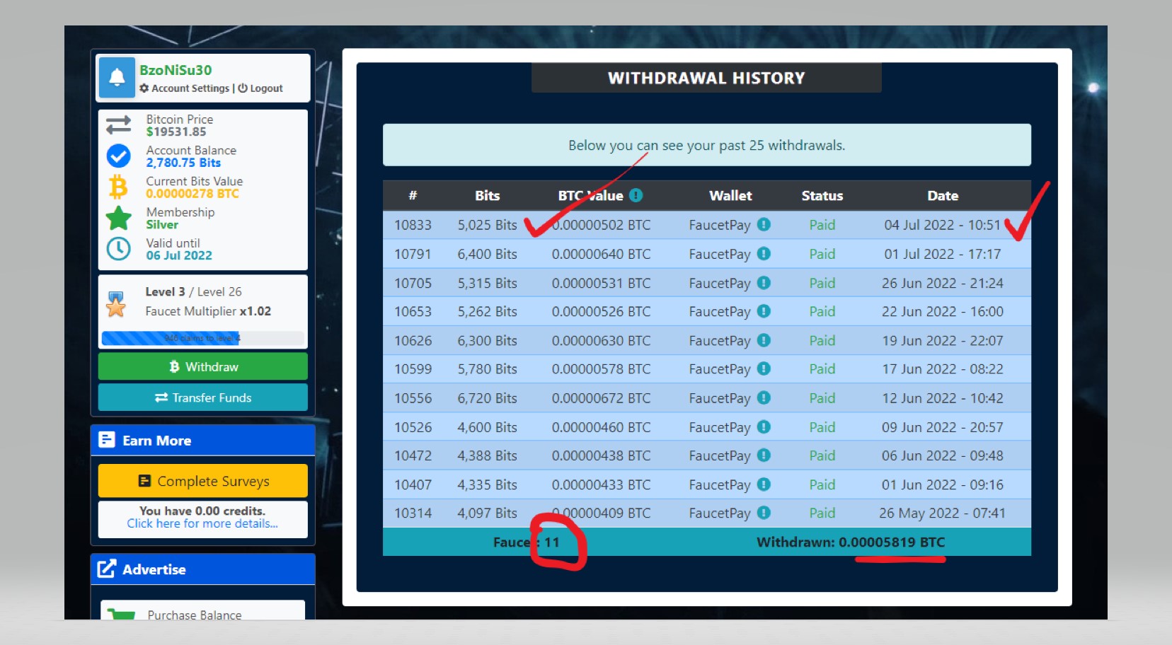 Withdrawal history of claimfreebits on 05.07.2022..jpg